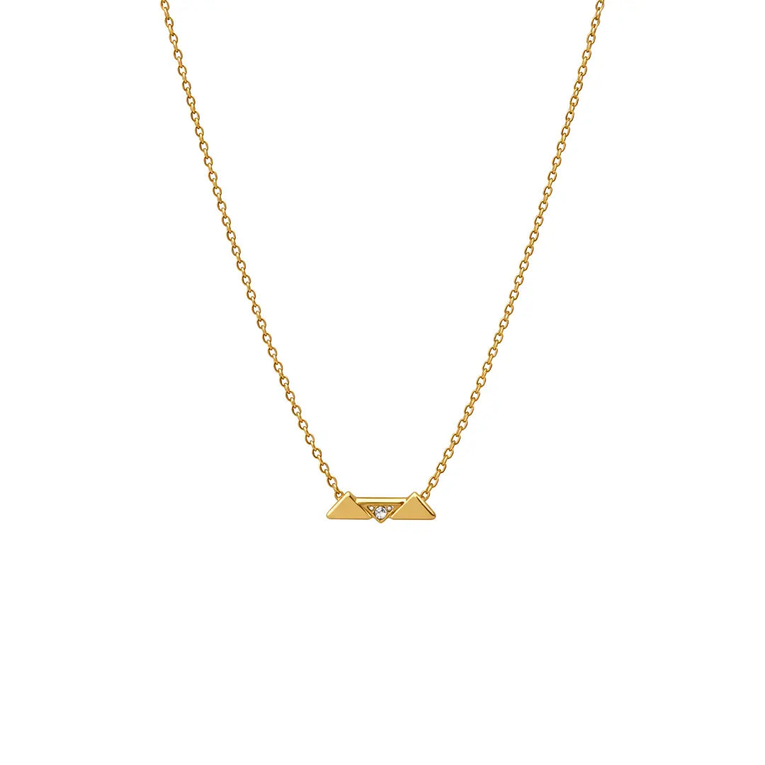 Dreieck Halskette 925 Sterling Silber aus 925 Sterling Silber vergoldet mit Zirkonia, filigraner Schmuck für Damen, eleganter zeitloser Klassiker.