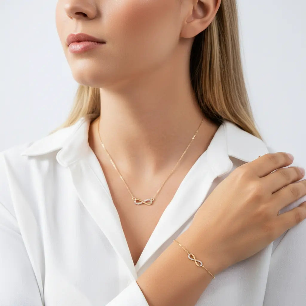 Eterna Loop – 375 Gold Kette & Armband mit Infinity - Symbol - Suzan Gold