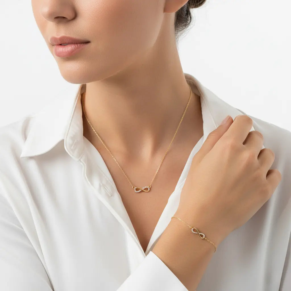 Eterna Loop – 375 Gold Kette & Armband mit Infinity - Symbol - Suzan Gold