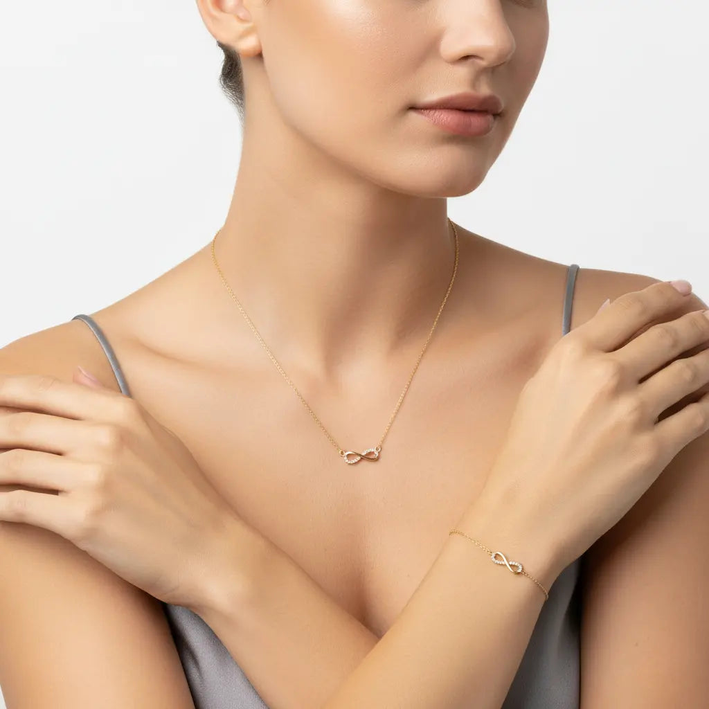 Eterna Loop – 375 Gold Kette & Armband mit Infinity - Symbol - Suzan Gold
