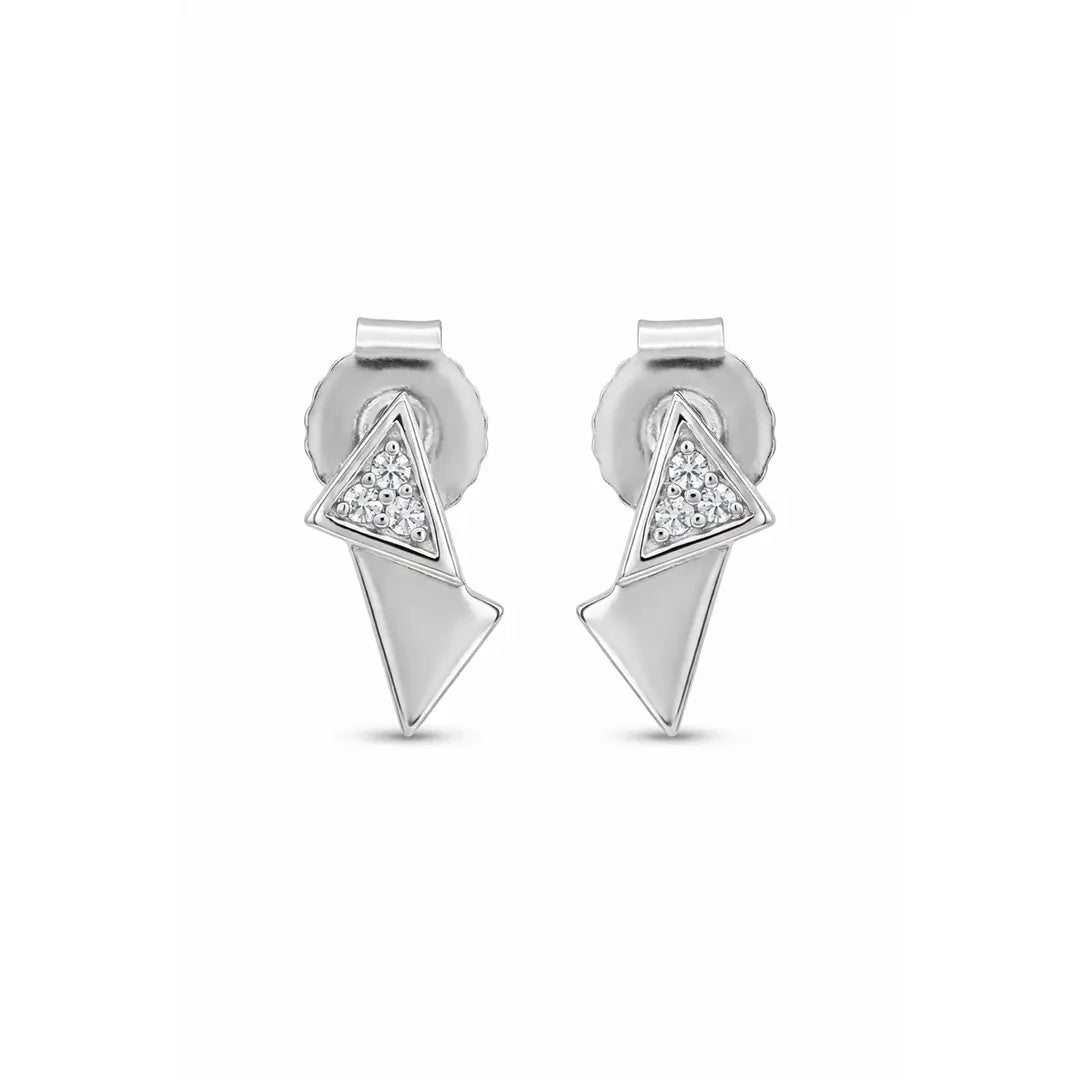 Dreieck Ohrringe 925 Sterling Silber – Damen Ohrringe Zirkonia - Suzan Gold