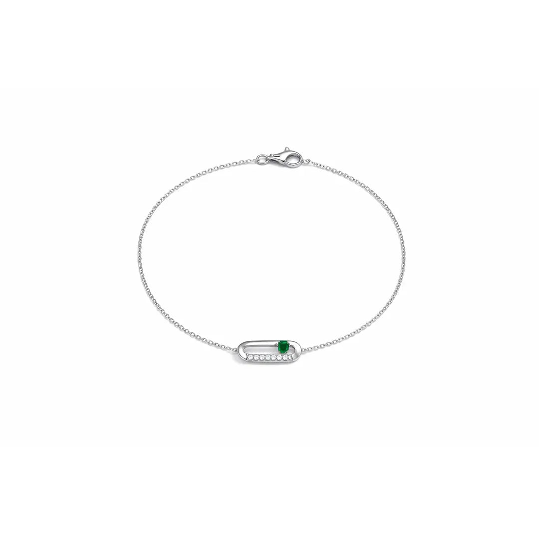 Armband 925 Sterling Silber – Damen Armband mit grünem Stein und Zirkonia aus 925 Sterling Silber mit grünem Stein und Zirkonia, filigraner Schmuck für Damen, eleganter zeitloser Klassiker.