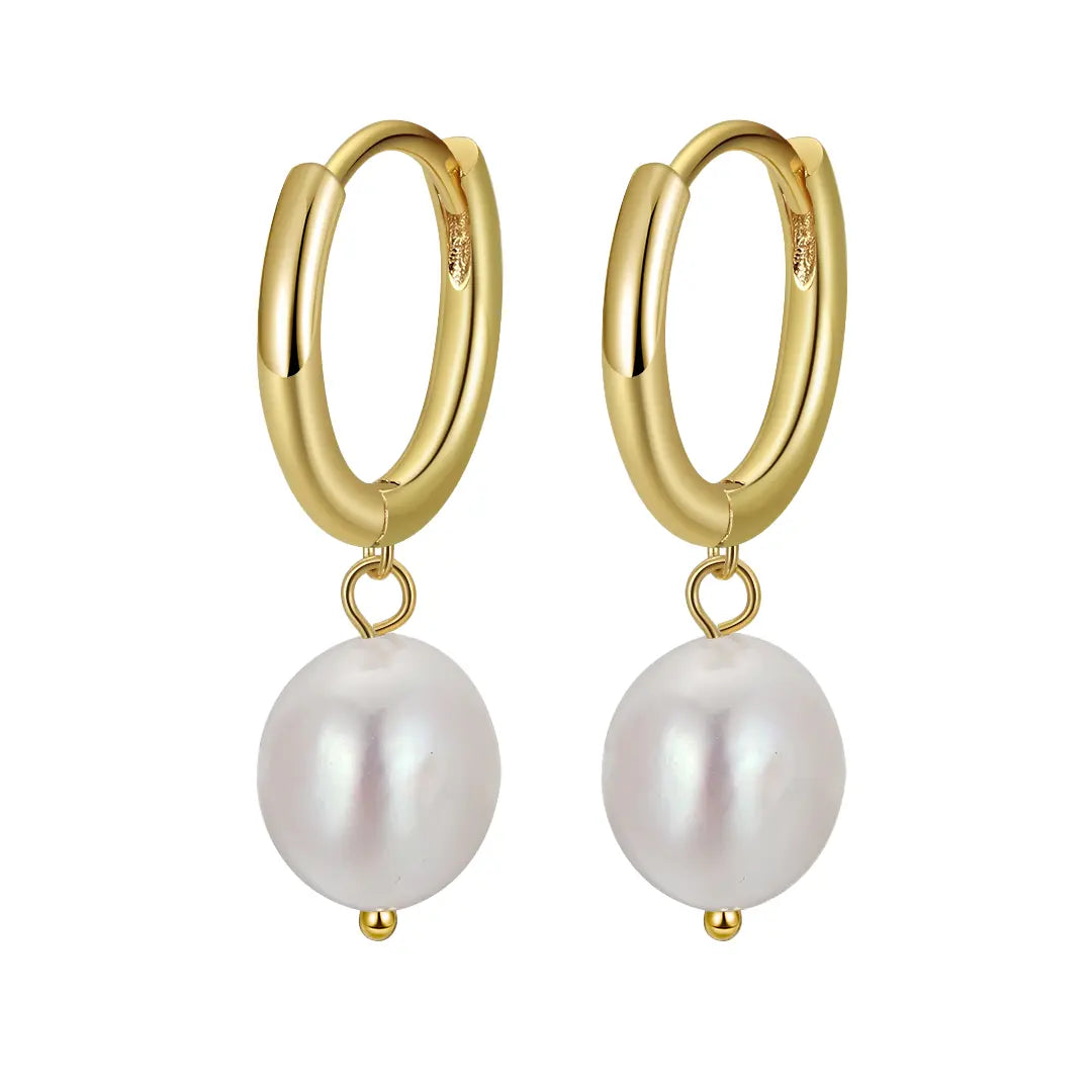 Celestelle – Runde Perlenohrringe aus 925 Silber Suzan Gold