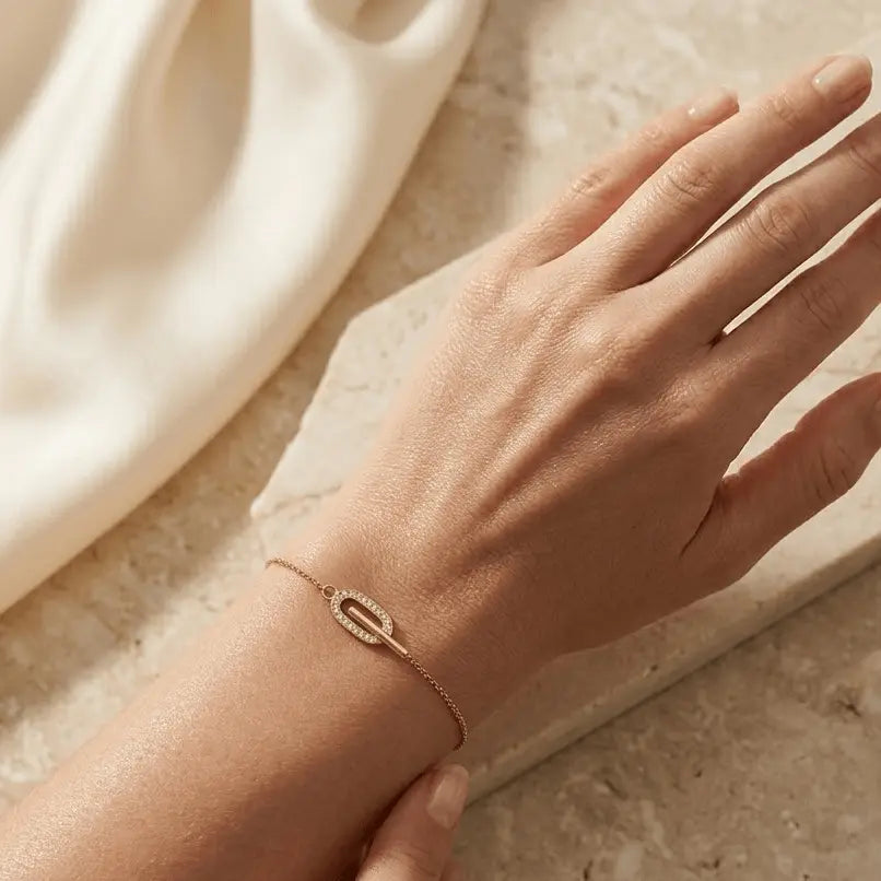 Glieder Armband 925 Sterling Silber – Damen Armband Zirkonia - Suzan Gold