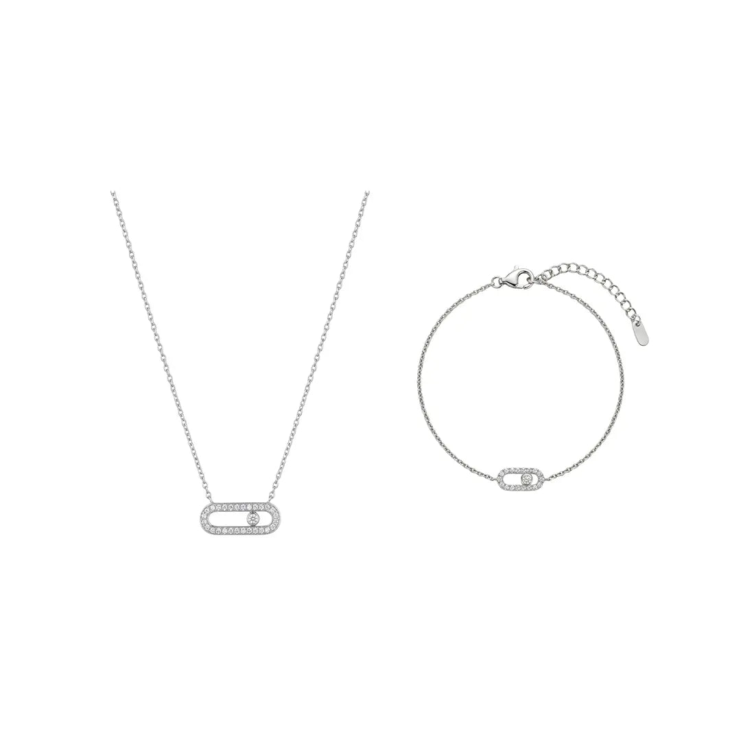 Linkelle – 925 Silber Schmuckset vergoldet mit Zirkonia Glied Suzan Gold