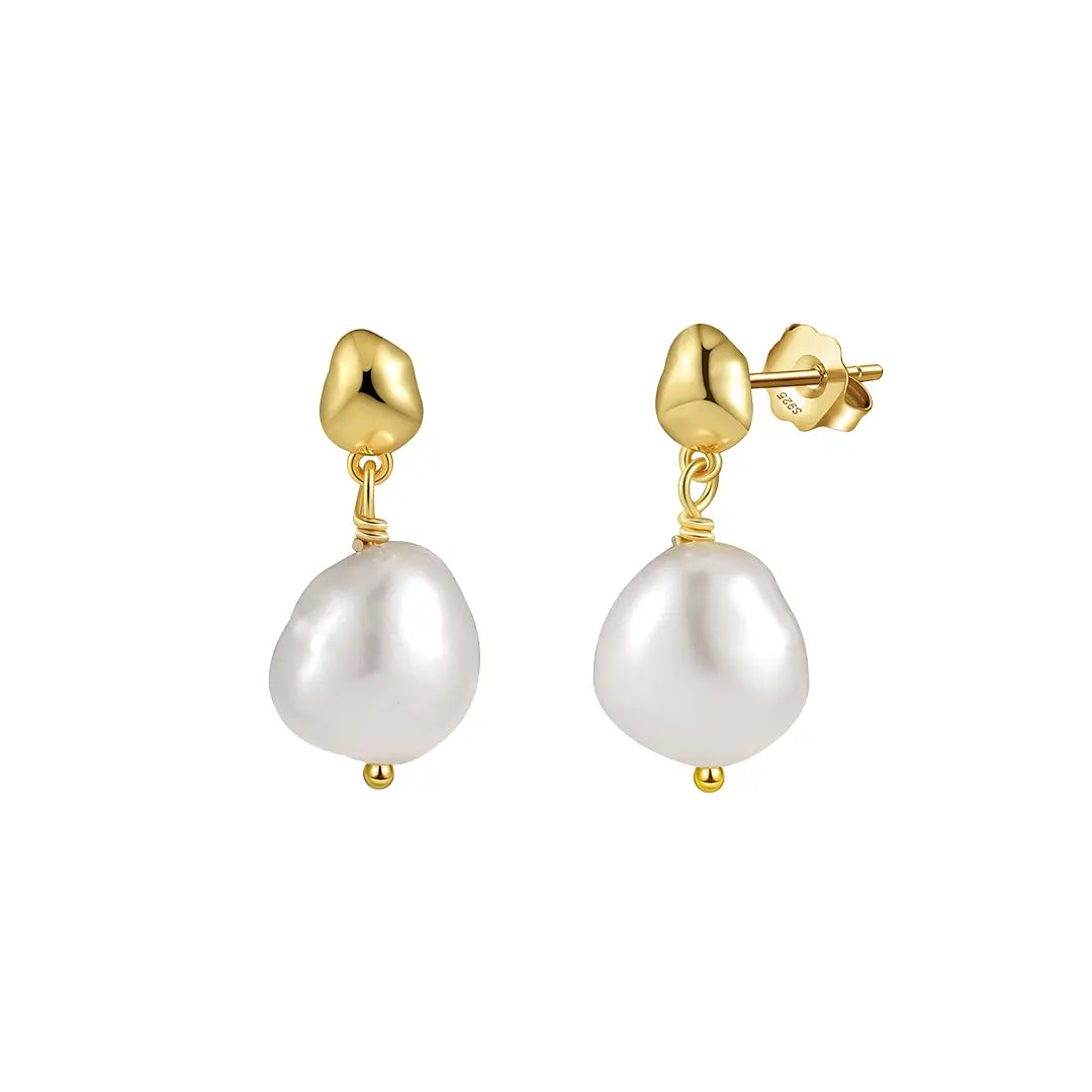 Pearlette – Perlen-Ohrringe aus 925er Silber, vergoldet Suzan Gold