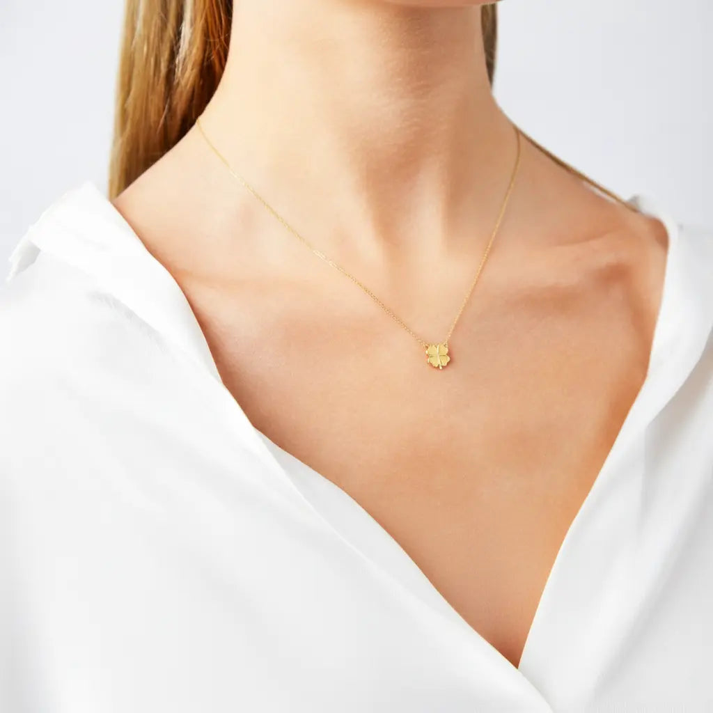 Luckyshine – 375er Echtgoldkette mit Kleeblatt-Anhänger Suzan Gold