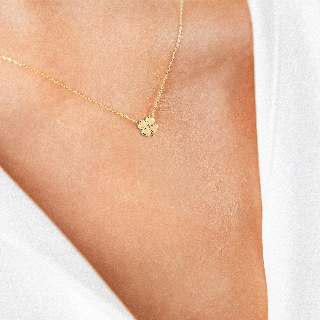 Luckyshine – 375er Echtgoldkette mit Kleeblatt-Anhänger