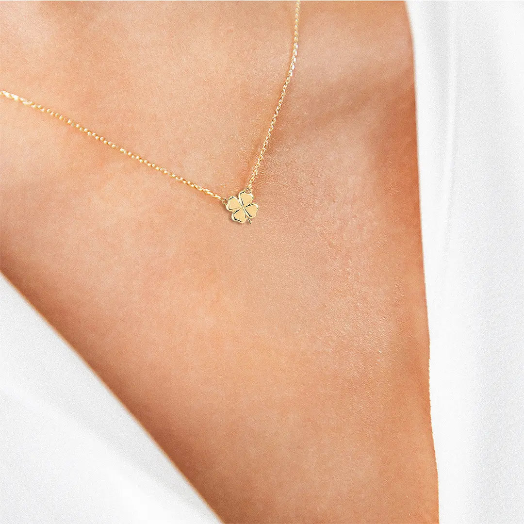 Luckyshine – 375er Echtgoldkette mit Kleeblatt-Anhänger Suzan Gold