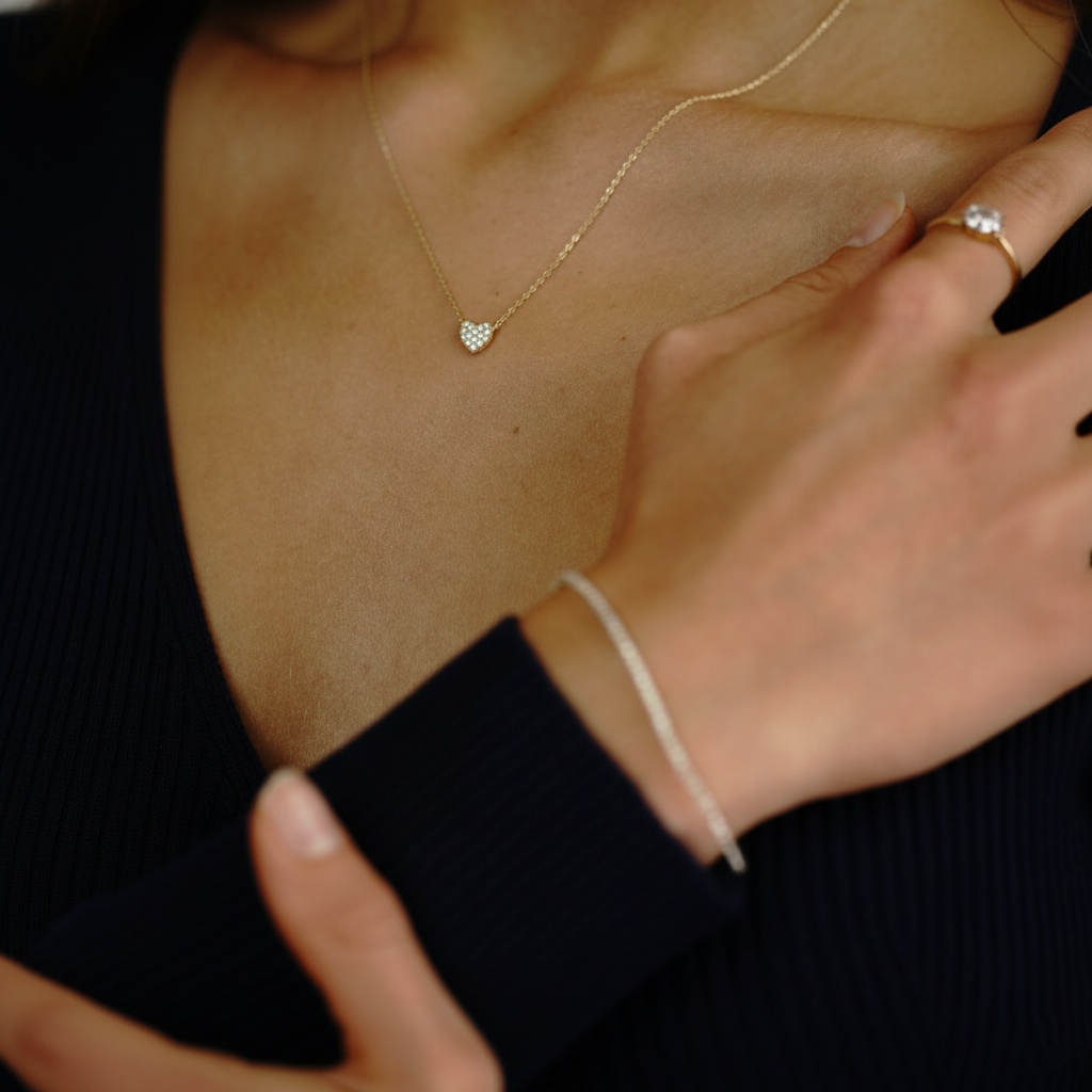 Heartella – 375er Echtgoldkette mit Herzanhänger & Zirkonia