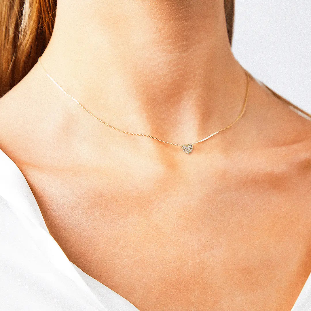 Heartella – 375er Echtgoldkette mit Herzanhänger & Zirkonia Suzan Gold
