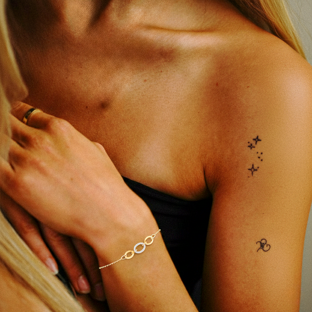 Linkora – 375er Echtgoldarmband mit Zirkonia-Verbindungselement