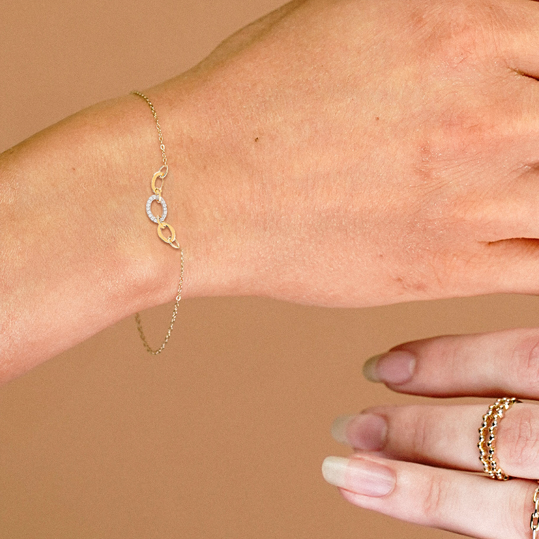 Linkora – 375er Echtgoldarmband mit Zirkonia-Verbindungselement