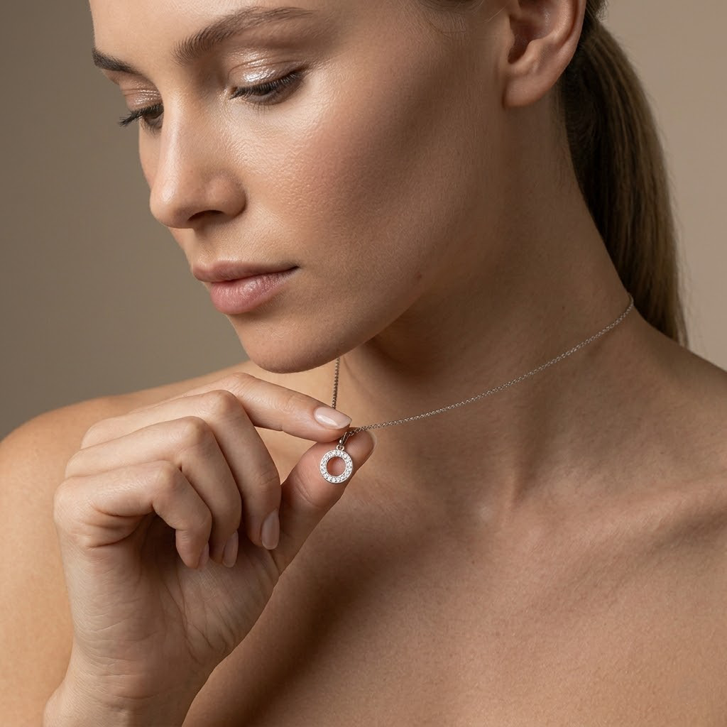 Circlina Set – 925 Silber Kette & Armband mit Zirkonia Kreis Suzan Gold