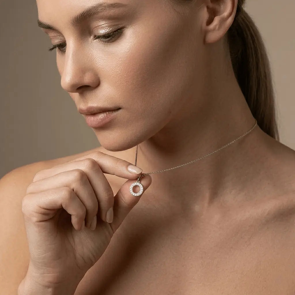 Circlina Set – 925 Silber Kette & Armband mit Zirkonia Kreis - Suzan Gold