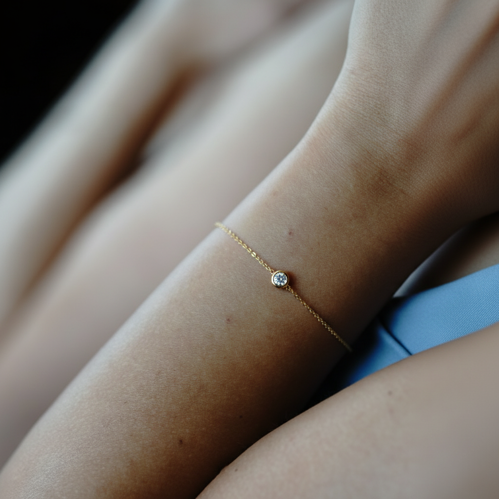 Solinia – 375er Echtgoldarmband mit rundem Zirkonia-Solitär
