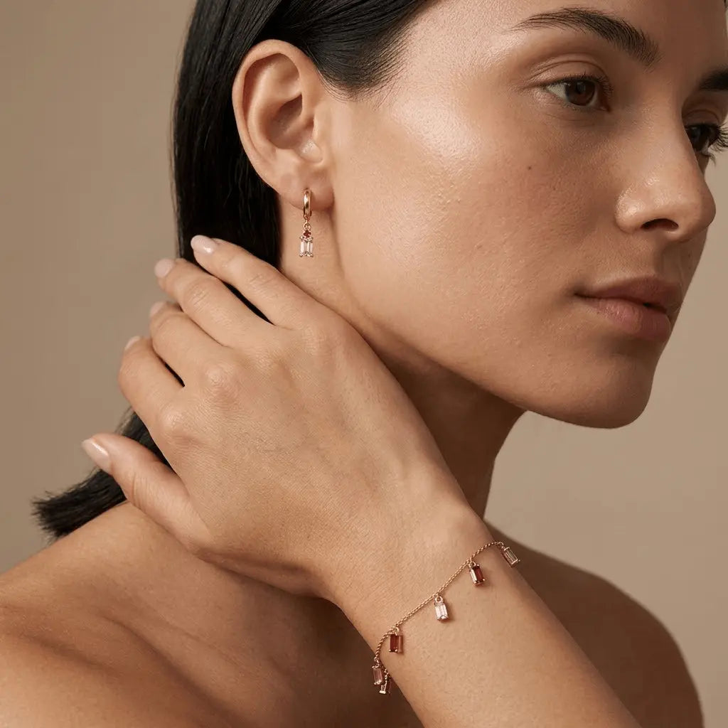 Roselux Charm – 925 Silber vergoldet Armband & Ohrringe mit Steinen - Suzan Gold