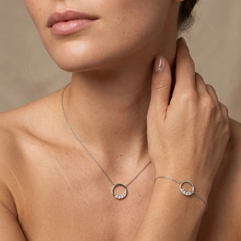 Circalia – 925 Silber Schmuckset vergoldet mit Zirkonia Kreis - Suzan Gold