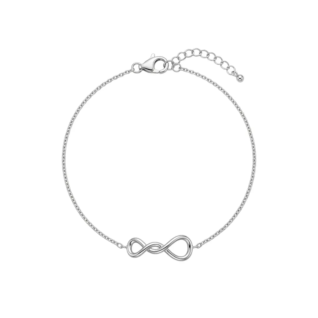 Infinity Bracelet aus 925 Sterling Silber, filigraner Schmuck für Damen, eleganter zeitloser Klassiker.