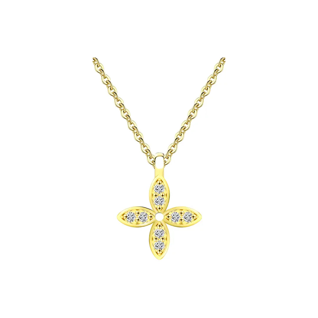 Serelina Kleeblatt-Kette aus 925 Silber mit Zirkonia Suzan Gold