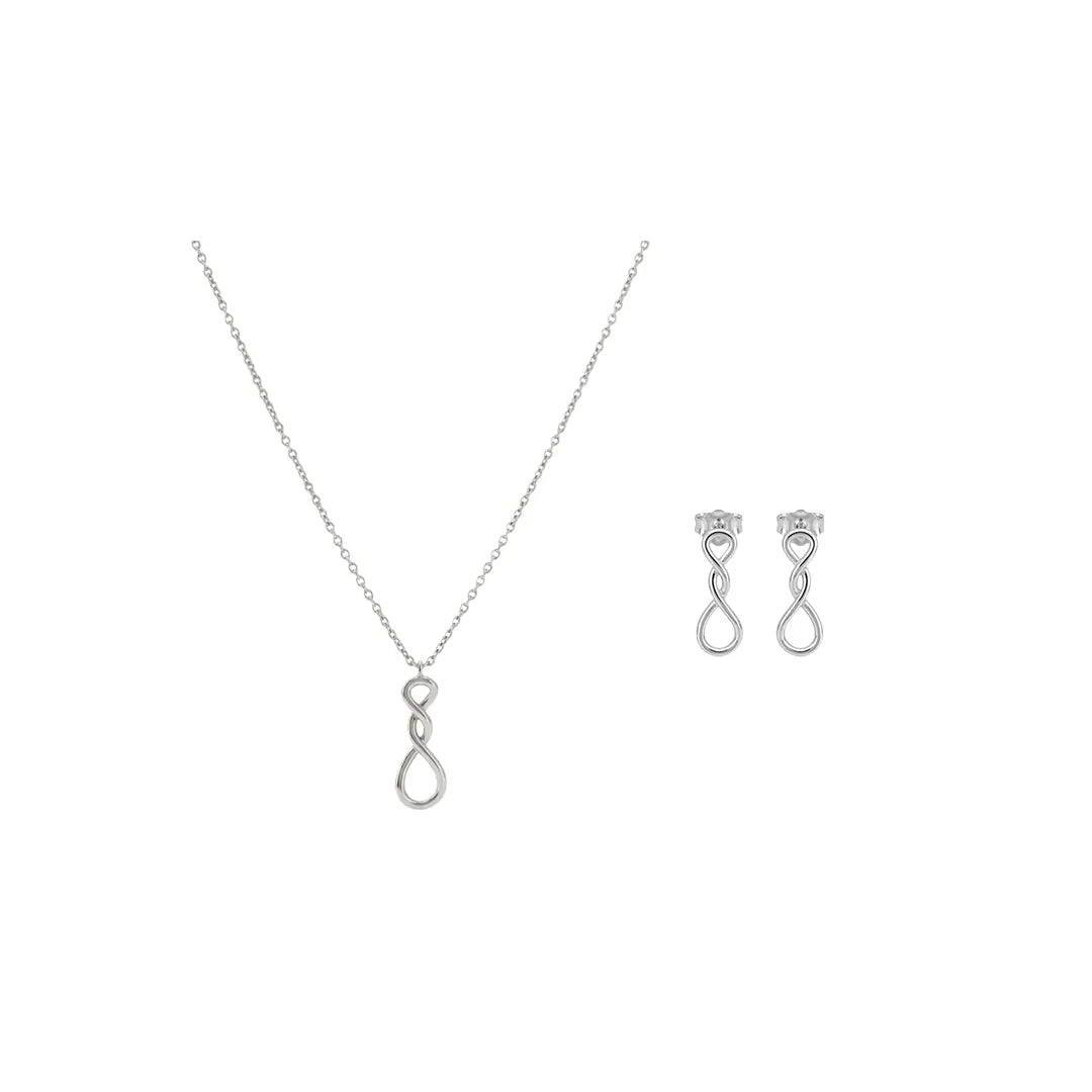 Infinitra – 925 Silber Schmuckset mit Unendlichkeits Anhänger & Ohrsteckern Suzan Gold