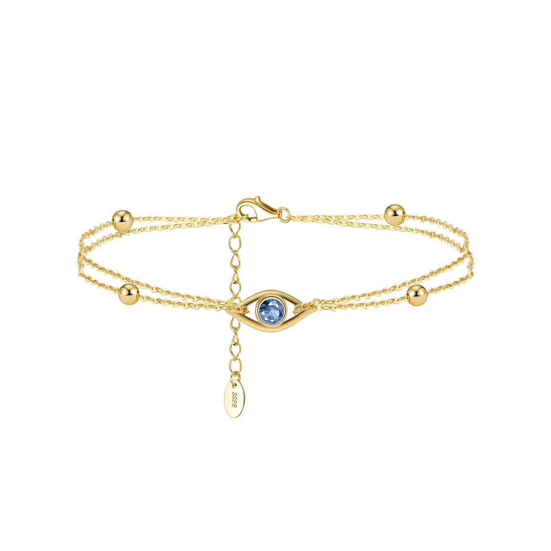 BlueAura – Armband aus 925 Silber mit Evil Eye & Kugeldetails, verstellbar Suzan Gold