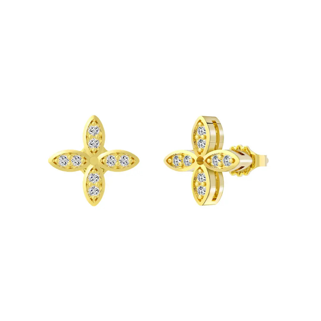 Serelina - Silber Ohrringe Kleeblatt mit Zirkonia Steinen Suzan Gold