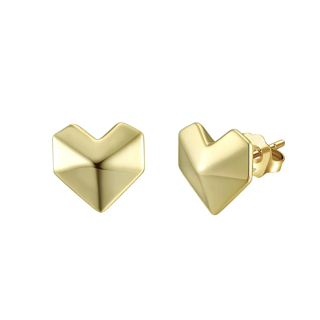 GeoHeart – Herz Ohrstecker aus 925 Silber, modern & glänzend Suzan Gold