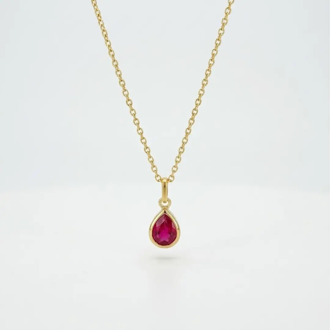 Crystal Drop Necklace aus 925 Sterling Silber vergoldet mit rotem Zirkonia, filigraner Schmuck für Damen, eleganter zeitloser Klassiker.