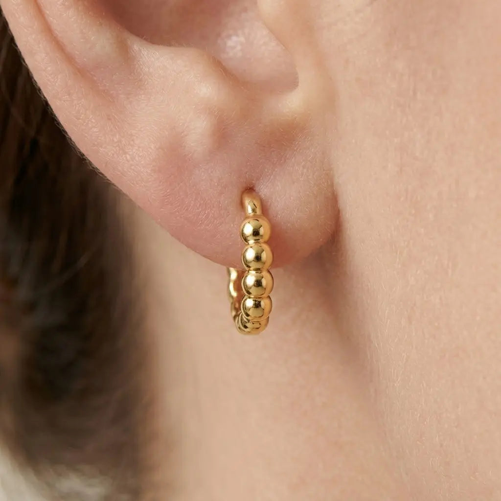 Creolen Ohrringe 925 Sterling Silber – Damen Ohrringe Kugel Design - Suzan Gold
