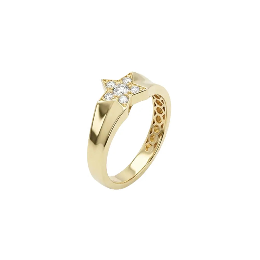 Starflare Ring aus 375 Gelbgold mit Zirkonia, filigraner Schmuck für Damen, eleganter zeitloser Klassiker.