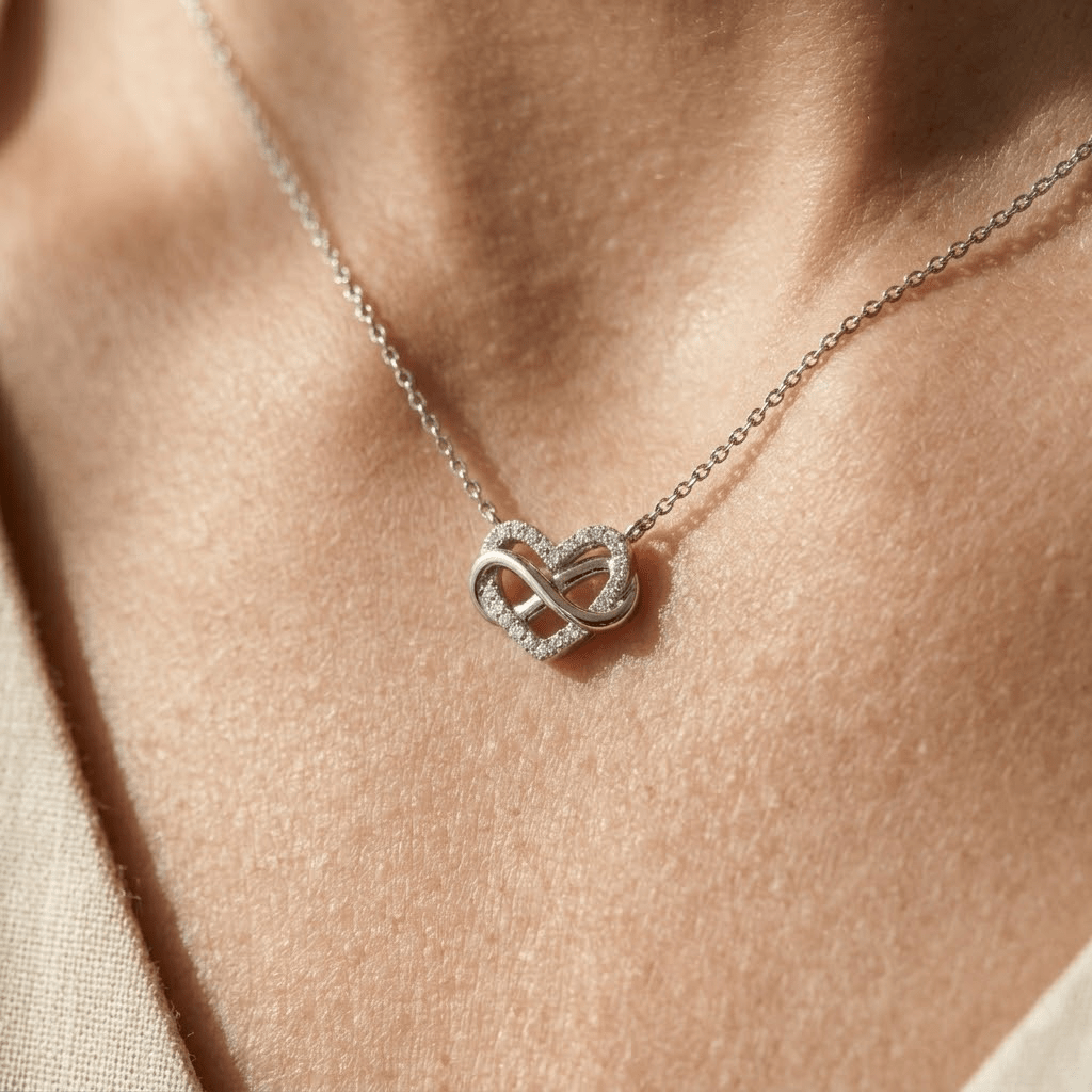 Unendlichkeit Herz Kette 925 Sterling Silber – Damen Halskette - Suzan Gold