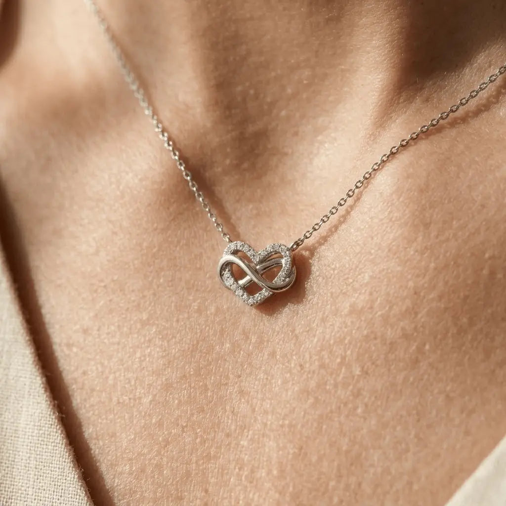 Unendlichkeit Herz Kette 925 Sterling Silber – Damen Halskette - Suzan Gold