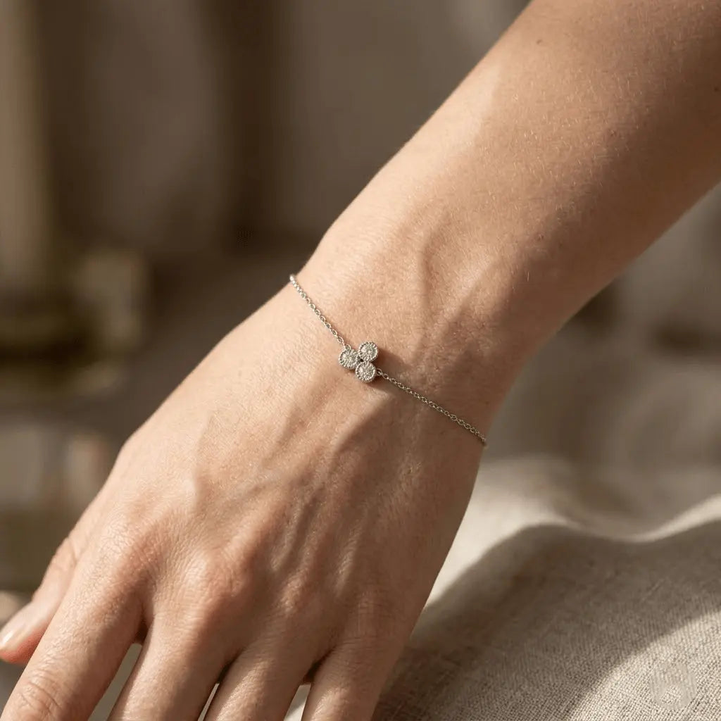 Drei Zirkonia Armband Rund – 925 Sterling Silber Armband - Suzan Gold
