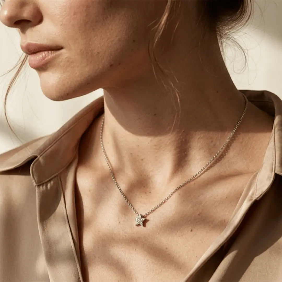 Stern Halskette Zirkonia – 925 Sterling Silber Halskette - Suzan Gold