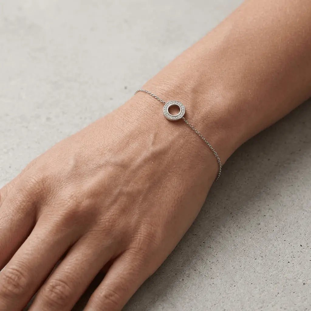 Circle Crystal Bracelet – 925 Sterling Silber Armband Kreis Zirkonia - Suzan Gold
