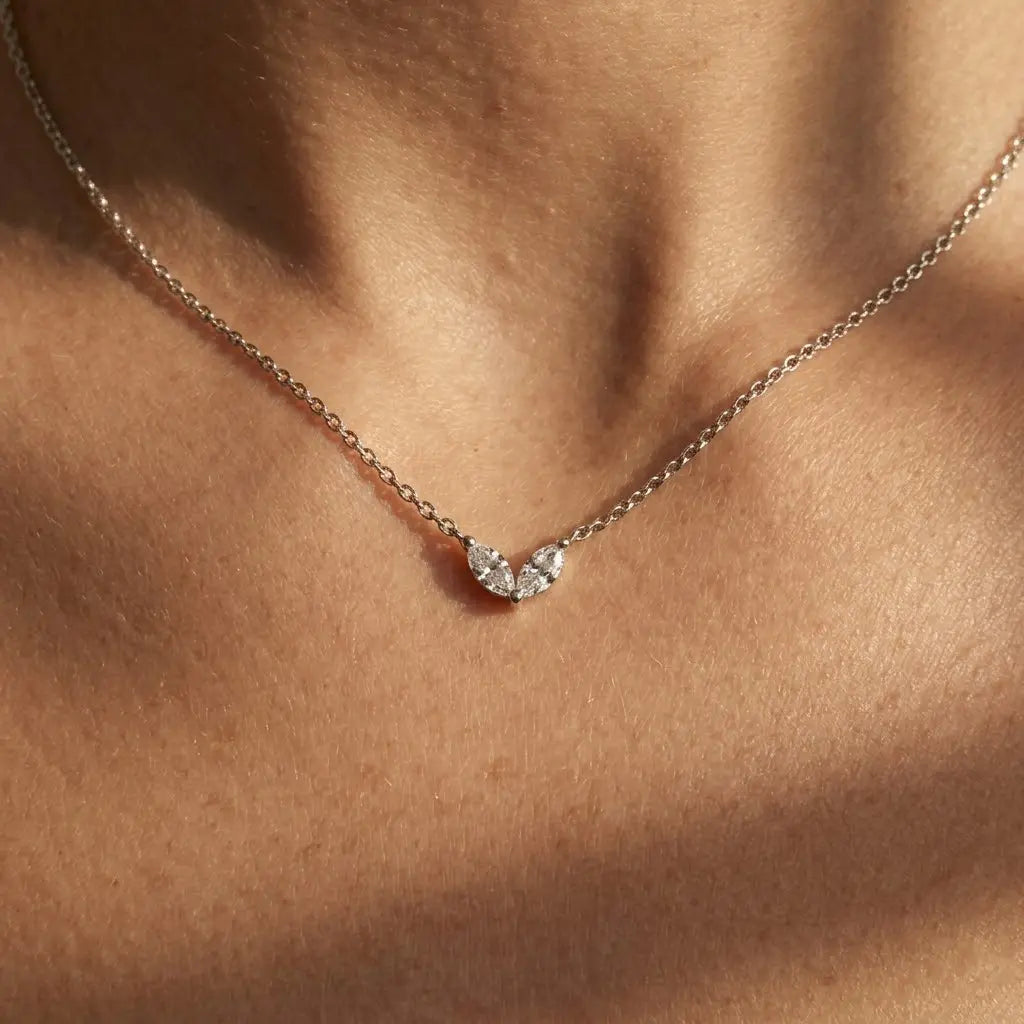 Marquise Stone Necklace – 925 Sterling Silber Halskette Zirkonia - Suzan Gold