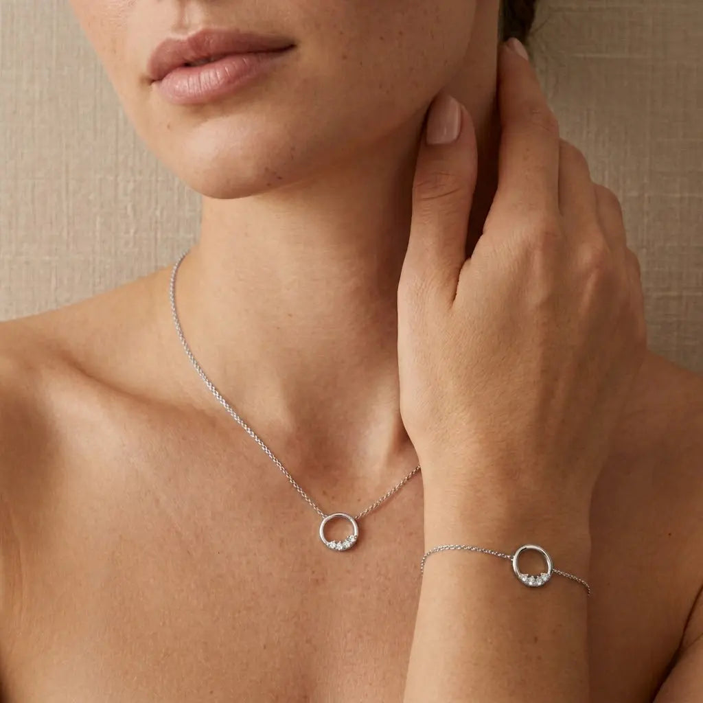Circalia – 925 Silber Schmuckset vergoldet mit Zirkonia Kreis - Suzan Gold