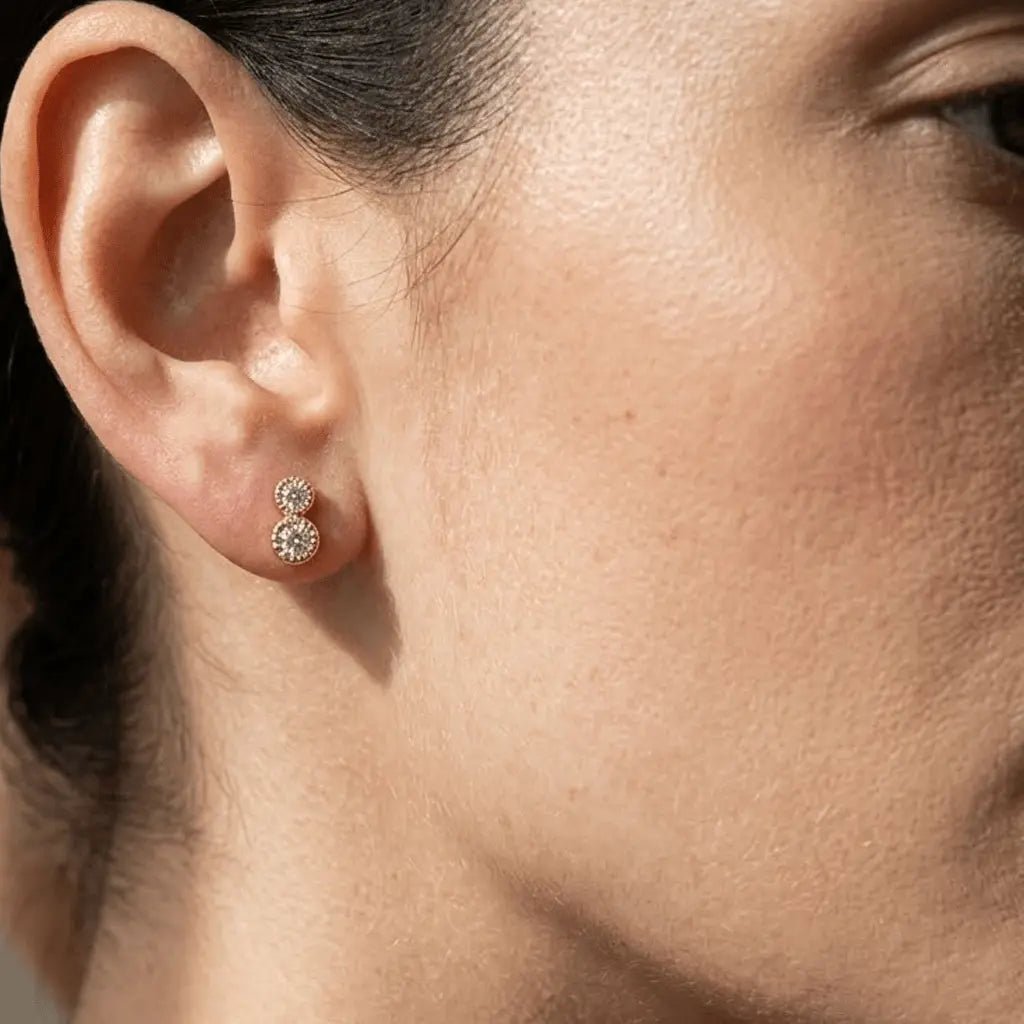 Zirkonia Ohrstecker Doppel – 925 Sterling Silber Ohrringe - Suzan Gold