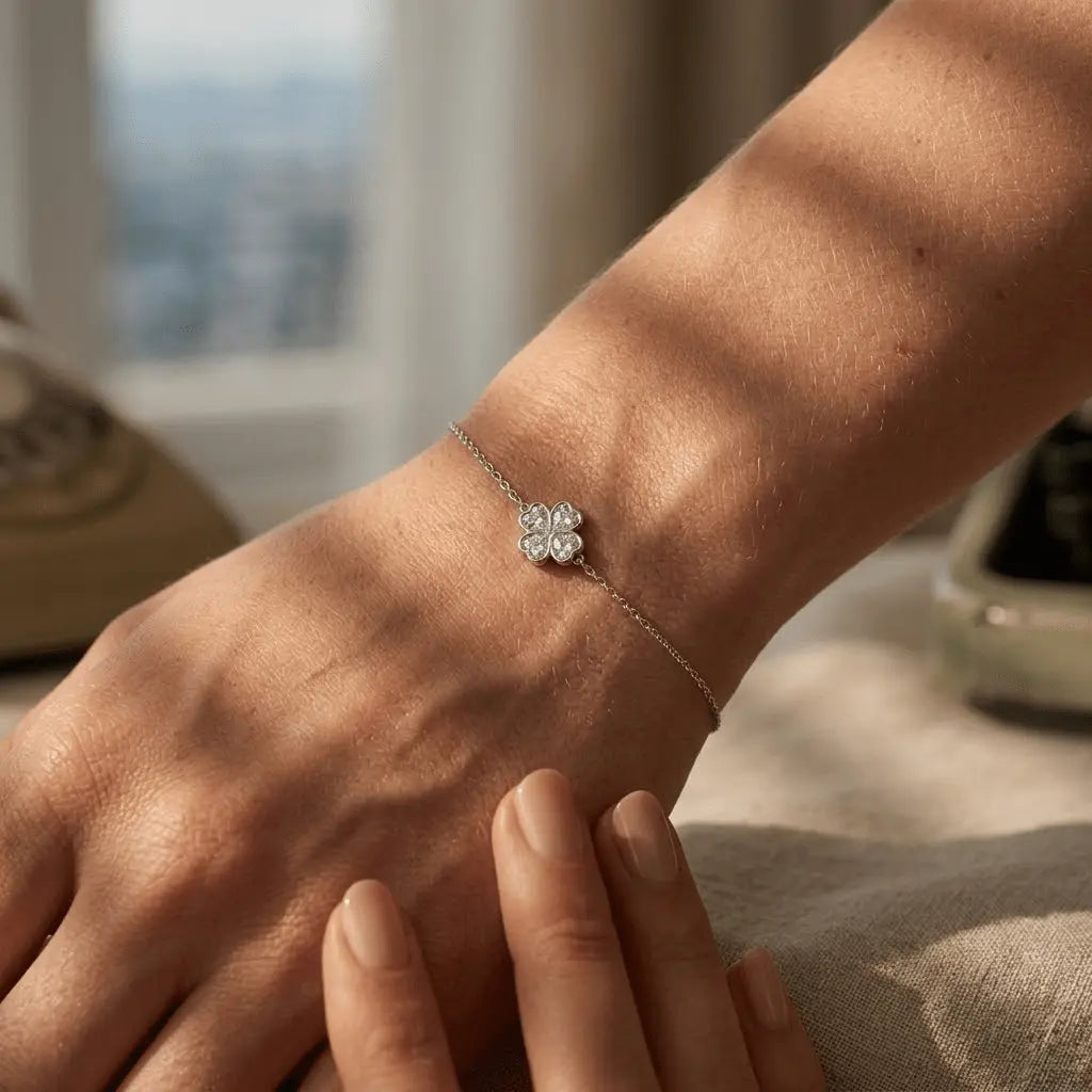 Kleeblatt Armband Zirkonia – 925 Sterling Silber Armband - Suzan Gold