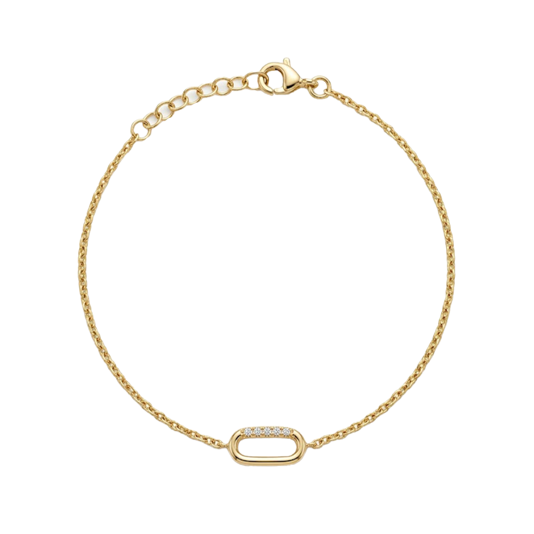 Oval Link Crystal Armband 925 Sterling Silber – Elegantes Gliederarmband mit funkelndem Zirkonia-Oval-Element Suzan Gold