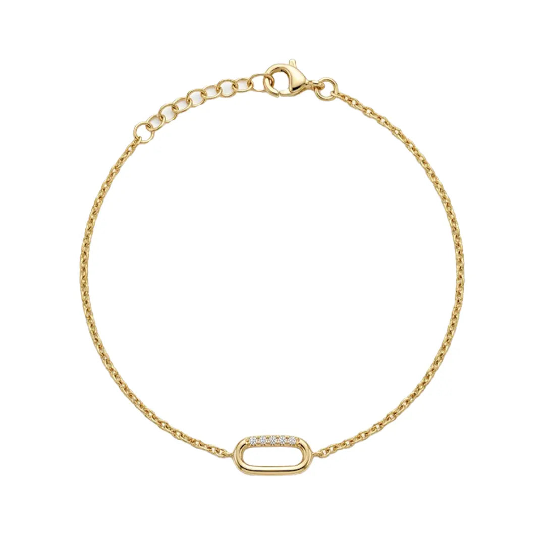 Oval Link Crystal Armband 925 Sterling Silber – Elegantes Gliederarmband mit funkelndem Zirkonia-Oval-Element Suzan Gold