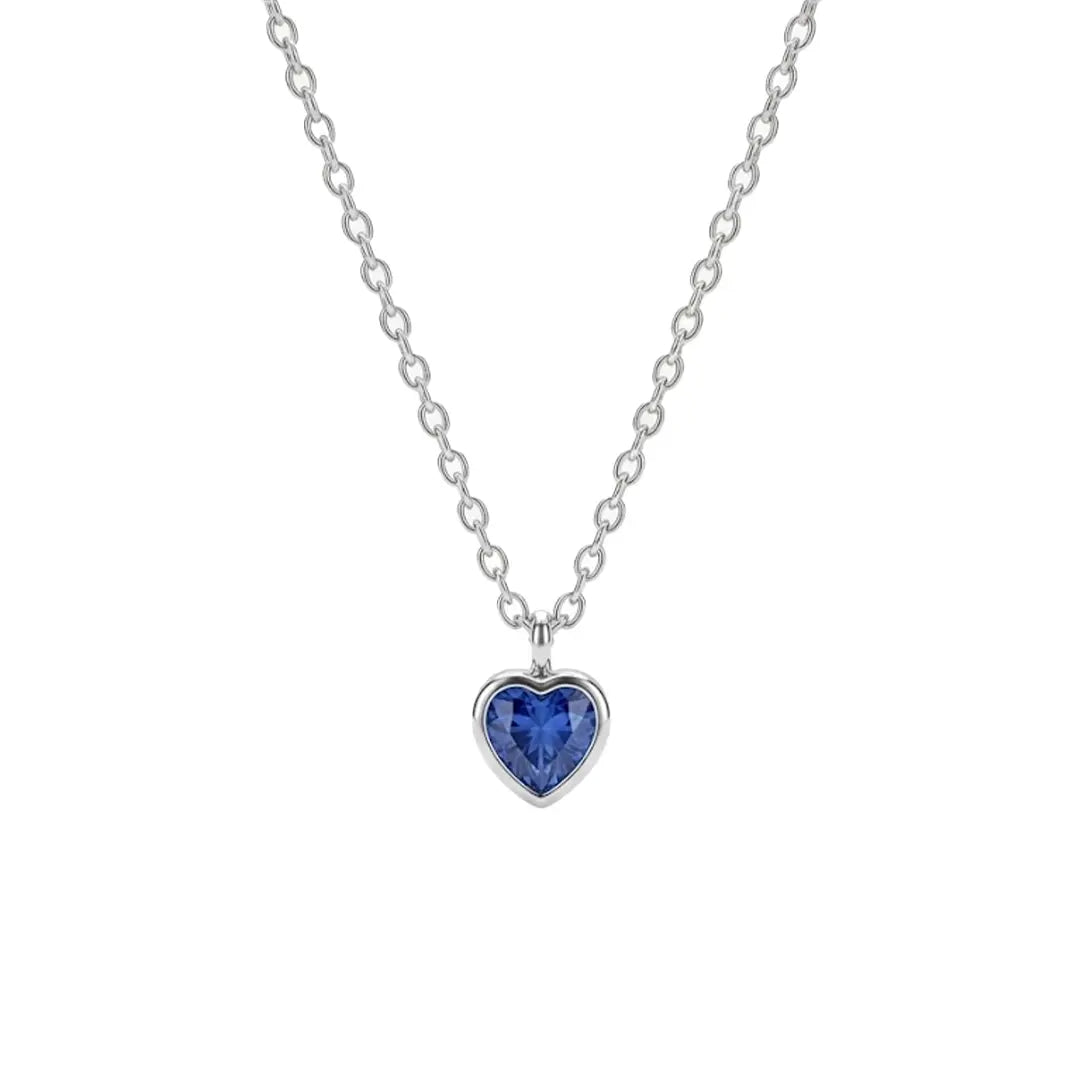 Blue Heart Halskette 925 Sterling Silber – Elegante Silberkette mit funkelndem, saphirblauem Herz-Zirkonia-Anhänger Suzan Gold