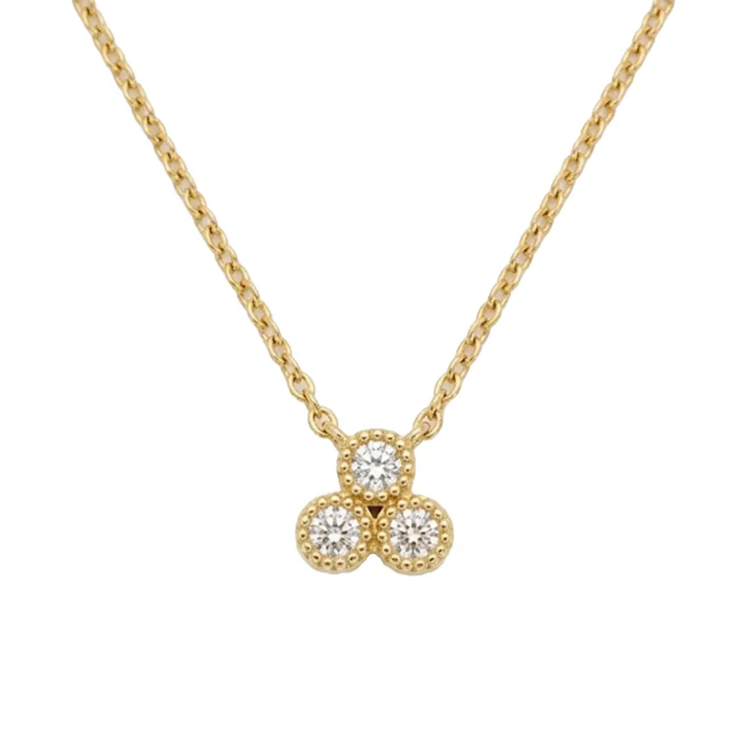 Drei Zirkonia Halskette Rund 925 Sterling Silber – Elegante Silberkette mit einer geometrischen Trilogie aus funkelnden Kristallen Suzan Gold
