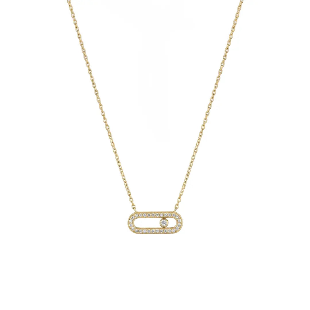 Oval Crystal Necklace aus 925 Sterling Silber mit Zirkonia, filigraner Schmuck für Damen, eleganter zeitloser Klassiker.