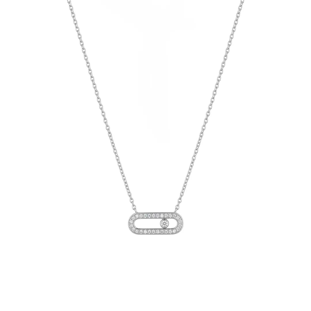 Oval Crystal Necklace – 925 Sterling Silber Halskette mit Zirkonia Oval Anhänger - Suzan Gold