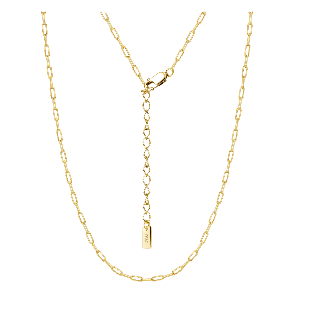 Paperclip Glow – 925 Silberkette mit rechteckigen Gliedern