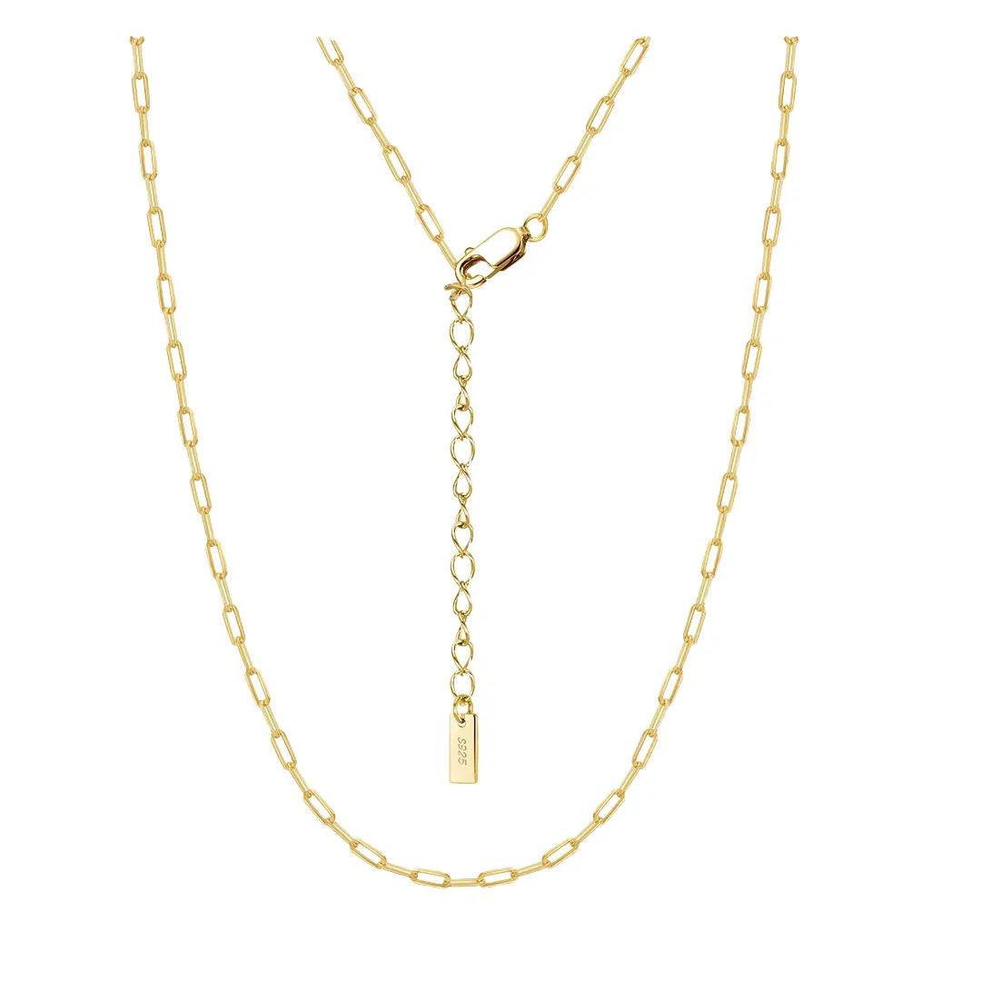 Paperclip Glow – 925 Silberkette mit rechteckigen Gliedern Suzan Gold