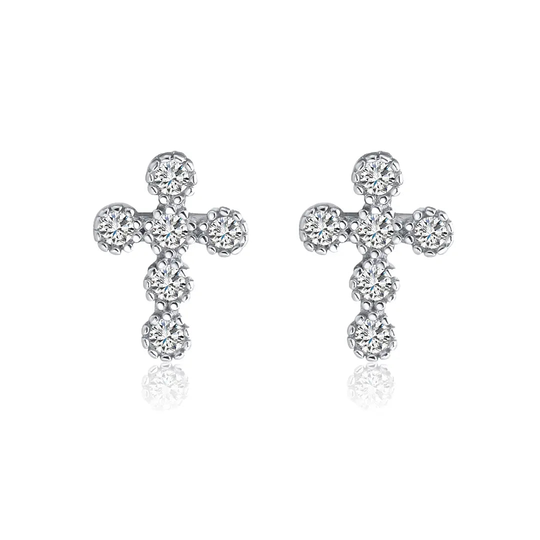Blessina – Zarte Kreuz-Ohrringe aus 925er Silber mit Zirkonia Suzan Gold