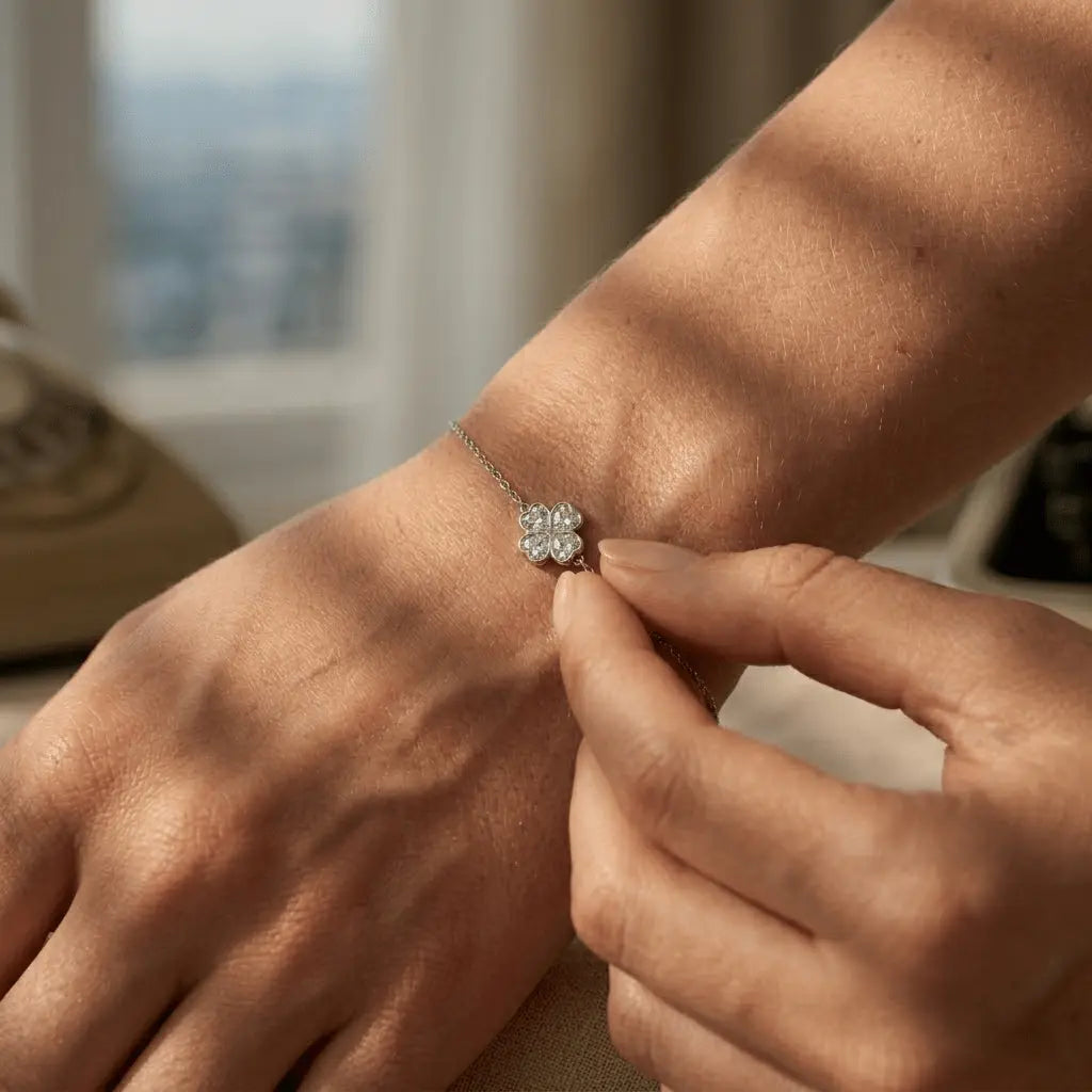 Kleeblatt Armband Zirkonia – 925 Sterling Silber Armband - Suzan Gold